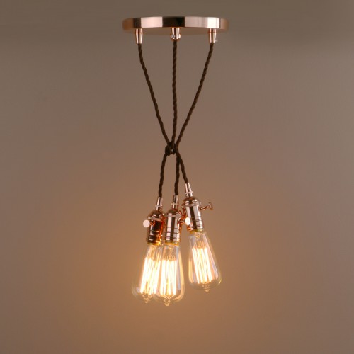 Industrial Vintage Cluster 3 Lights Fitting Pendant Light Metal